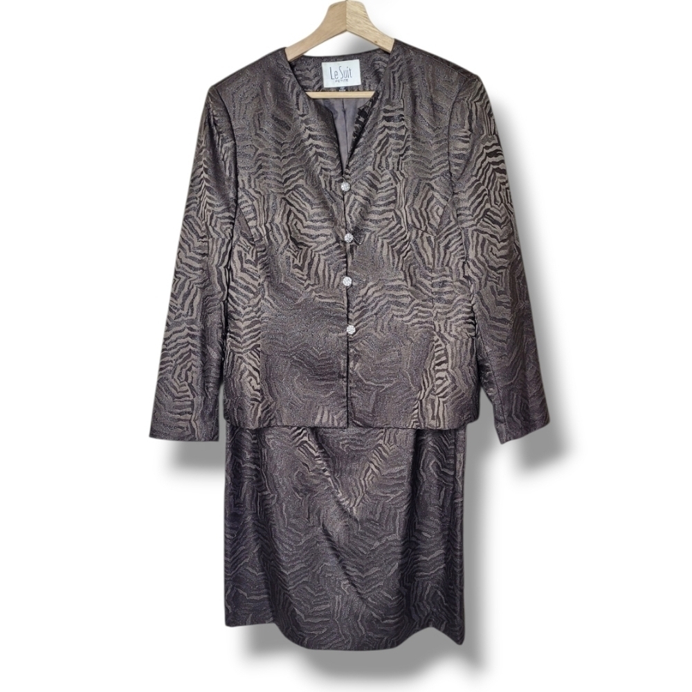 Le Suit Jacquard Skirt Suit Size 14P